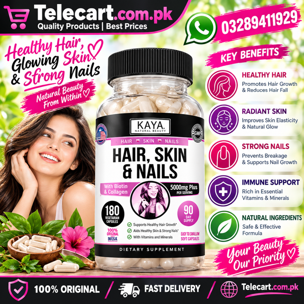 Kaya Naturals Hair Skin Nail Capsules with Bioti In Pakistan